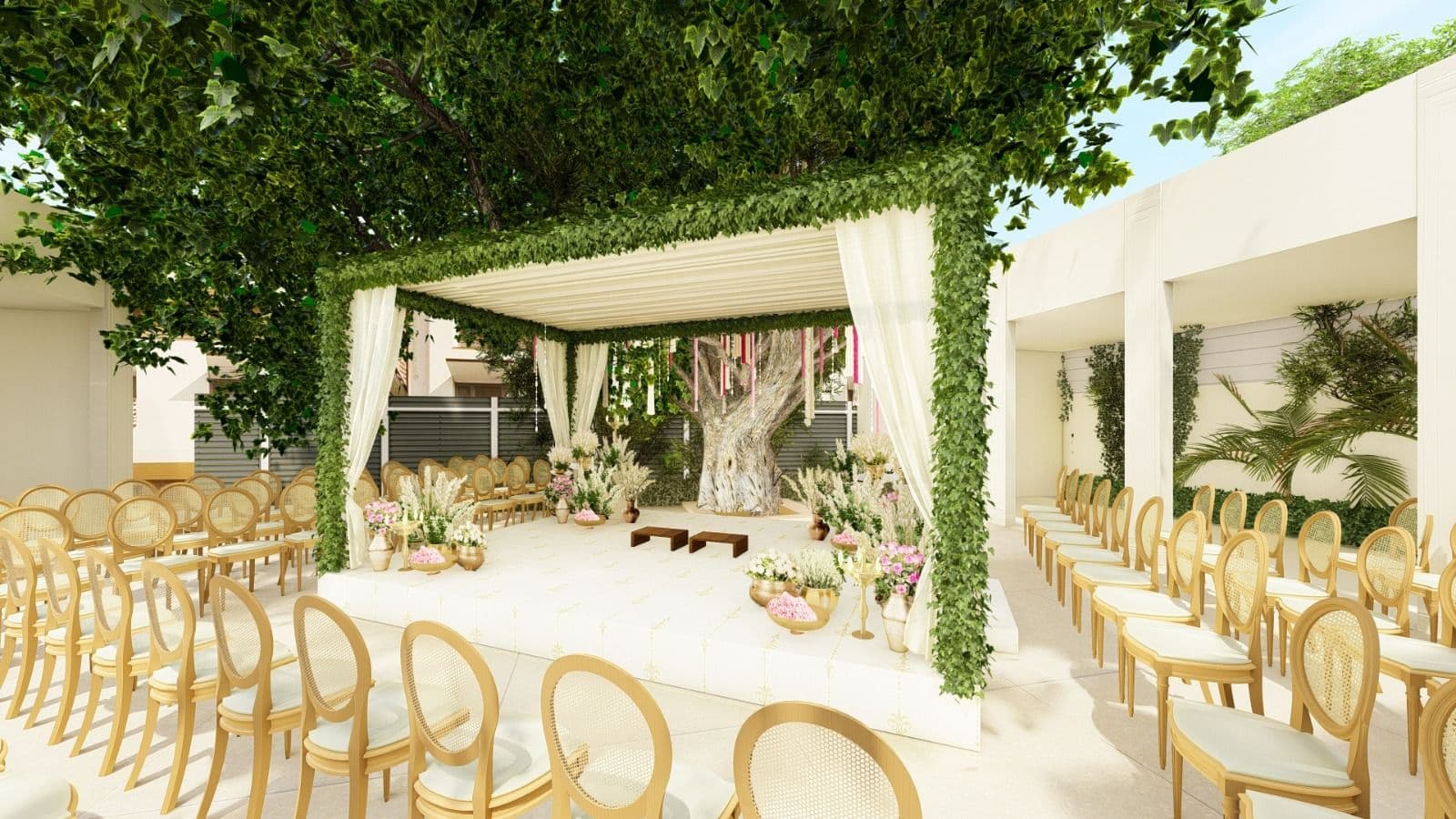 Outdoor Garden Mandap - 3D Render 2